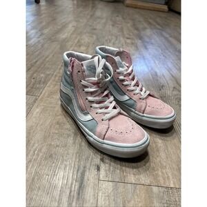 RARE Zip-Up!! Vans Girls SK8-HI Reissue Pink And Teal Kids 1 1/2